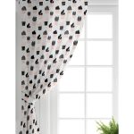 Realhomes Beyaz Zemin Üzerinde Siyah Puantiyeli Kaktüs Desenli Dijital Baskılı Modern Salon Fon Perde Realhomes