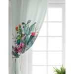 - Perde-8850-Gorsel-1 - Realhomes Realhomes Renkli Zemin Üzerinde Oklu Kaktüs Desenli Dijital Baskılı Modern Salon Fon Perde Realhomes