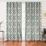 - Perde-8852-Gorsel - Realhomes  Realhomes Renkli Zemin Üzerinde Kaktüs Desenli Dijital Baskılı Modern Salon Fon Perde Realhomes