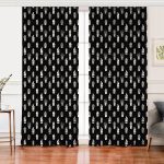 - Perde-8853-Gorsel - Realhomes  Realhomes Siyah Zemin Üzerinde Kaktüs Desenli Dijital Baskılı Modern Salon Fon Perde Realhomes