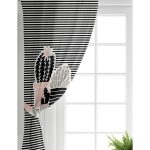 - Perde-8854-Gorsel-1 - Realhomes Realhomes Renkli Zemin Üzerinde Siyah Çizgili Kaktüs Desenli Dijital Baskılı Modern Salon Fon Perde Realhomes