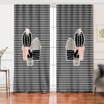 - Perde-8854-Gorsel - Realhomes Realhomes Renkli Zemin Üzerinde Siyah Çizgili Kaktüs Desenli Dijital Baskılı Modern Salon Fon Perde Realhomes