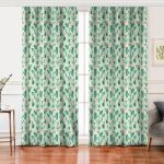 Realhomes Renkli Zemin Üzerinde Kaktüs Desenli Dijital Baskılı Modern Salon Fon Perde Realhomes