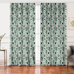 Realhomes Renkli Zemin Üzerinde Kaktüs Desenli Dijital Baskılı Modern Salon Fon Perde Realhomes