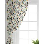 Realhomes Renkli Zemin Üzerinde Sevimli Kaktüs Desenli Dijital Baskılı Modern Salon Fon Perde Realhomes