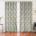 Realhomes Renkli Zemin Üzerinde Sevimli Kaktüs Desenli Dijital Baskılı Modern Salon Fon Perde Realhomes