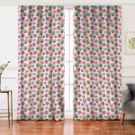 Realhomes Renkli Zemin Üzerinde Kaktüs Desenli Dijital Baskılı Modern Salon Fon Perde Realhomes