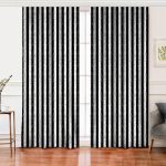 Realhomes Mermer Zeminli Siyah Çizgili Dijital Baskılı Modern Salon Fon Perde Realhomes