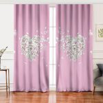 - Perde-8929-Gorsel - Realhomes  Realhomes Renkli Zeminli Kalp Desenli Ortanca Çiçek Dijital Baskılı Modern Salon Fon Perde Realhomes