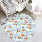 - RealHomes Dijital Baskılı Kaymaz Tabanlı Comfort Çocuk Odası Yuvarlak Halı - Realhomes  Realhomes Bulutlu Gökkuşağı Motifli Çocuk Odası Yıkanabilir Kaymaz Tabanlı Yuvarlak Kadife Halı Realhomes