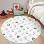 - RealHomes Dijital Baskılı Kaymaz Tabanlı Comfort Çocuk Odası Yuvarlak Halı - Realhomes  Küçük Kaktüs Motifli Çocuk & Genç Odası Makinede Yıkanabilir Kaymaz Tabanlı Yuvarlak Çocuk Halısı Realhomes