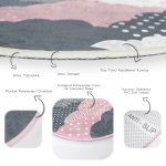 - RealHomes Dijital Baskılı Kaymaz Tabanlı Comfort Çocuk Odası Yuvarlak Halı - Realhomes  Soyut Renkli Bulut Tasarımlı Çocuk & Genç Odası Makinede Yıkanabilir Kaymaz Tabanlı Yuvarlak Çocuk Halısı Realhomes