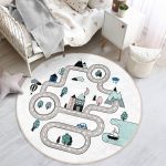 - RealHomes Dijital Baskılı Kaymaz Tabanlı Comfort Çocuk Odası Yuvarlak Halı - Realhomes  Araba Yollu Eğitici Tasarım Çocuk & Genç Odası Makinede Yıkanabilir Kaymaz Tabanlı Yuvarlak Çocuk Oyun Halısı Realhomes