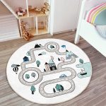 - RealHomes Dijital Baskılı Kaymaz Tabanlı Comfort Çocuk Odası Yuvarlak Halı - Realhomes  Araba Yollu Eğitici Tasarım Çocuk & Genç Odası Makinede Yıkanabilir Kaymaz Tabanlı Yuvarlak Çocuk Oyun Halısı Realhomes