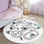 - RealHomes Dijital Baskılı Kaymaz Tabanlı Comfort Çocuk Odası Yuvarlak Halı - Realhomes  Araba Yollu Eğitici Tasarım Çocuk & Genç Odası Makinede Yıkanabilir Kaymaz Tabanlı Yuvarlak Çocuk Oyun Halısı Realhomes