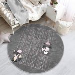 - RealHomes Dijital Baskılı Kaymaz Tabanlı Comfort Çocuk Odası Yuvarlak Halı - Realhomes  Gri Zeminli Eğitici Çarpım Tablosu Çizimli Çocuk & Genç Odası Makinede Yıkanabilir Kaymaz Tabanlı Yuvarlak Çocuk Oyun Halısı Realhomes