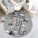 - RealHomes Dijital Baskılı Kaymaz Tabanlı Comfort Çocuk Odası Yuvarlak Halı - Realhomes  Gri Zemin Siyah Araba Oyun Yollu Çocuk & Genç Odası Makinede Yıkanabilir Kaymaz Tabanlı Yuvarlak Çocuk Oyun Halısı Realhomes