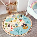 - RealHomes Dijital Baskılı Kaymaz Tabanlı Comfort Çocuk Odası Yuvarlak Halı - Realhomes  Oyun Temalı Sevimli Hyavanlar Tasarımlı Çocuk & Genç Odası Makinede Yıkanabilir Kaymaz Tabanlı Yuvarlak Çocuk Oyun Halısı Realhomes