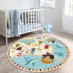 - RealHomes Dijital Baskılı Kaymaz Tabanlı Comfort Çocuk Odası Yuvarlak Halı - Realhomes  Oyun Temalı Sevimli Hyavanlar Tasarımlı Çocuk & Genç Odası Makinede Yıkanabilir Kaymaz Tabanlı Yuvarlak Çocuk Oyun Halısı Realhomes