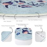 - RealHomes Dijital Baskılı Kaymaz Tabanlı Comfort Çocuk Odası Yuvarlak Halı - Realhomes  Mavi Balina Ve Yavruları Tasarımlı Çocuk & Genç Odası Makinede Yıkanabilir Kaymaz Tabanlı Yuvarlak Çocuk Halısı Realhomes