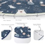 - RealHomes Dijital Baskılı Kaymaz Tabanlı Comfort Çocuk Odası Yuvarlak Halı - Realhomes  Uzaydaki Hayvanlar Desenli Çocuk & Genç Odası Makinede Yıkanabilir Kaymaz Tabanlı Yuvarlak Çocuk Halısı Realhomes