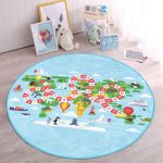 Sayılarla Hedefe Doğru Eğitici Oyun Tasarımlı Çocuk & Genç Odası Makinede Yıkanabilir Kaymaz Tabanlı Yuvarlak Çocuk Oyun Halısı Realhomes