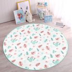 - RealHomes Dijital Baskılı Kaymaz Tabanlı Comfort Çocuk Odası Yuvarlak Halı - Realhomes  Mavi Kaktüs Motifli Çocuk & Genç Odası Makinede Yıkanabilir Kaymaz Tabanlı Yuvarlak Çocuk Halısı Realhomes