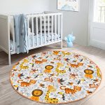 - RealHomes Dijital Baskılı Kaymaz Tabanlı Comfort Çocuk Odası Yuvarlak Halı - Realhomes Sevimli Hayvanlar Çizimli Çocuk & Genç Odası Makinede Yıkanabilir Kaymaz Tabanlı Yuvarlak Çocuk Halısı Realhomes
