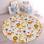 - RealHomes Dijital Baskılı Kaymaz Tabanlı Comfort Çocuk Odası Yuvarlak Halı - Realhomes Sevimli Hayvanlar Çizimli Çocuk & Genç Odası Makinede Yıkanabilir Kaymaz Tabanlı Yuvarlak Çocuk Halısı Realhomes