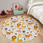- RealHomes Dijital Baskılı Kaymaz Tabanlı Comfort Çocuk Odası Yuvarlak Halı - Realhomes Sevimli Hayvanlar Çizimli Çocuk & Genç Odası Makinede Yıkanabilir Kaymaz Tabanlı Yuvarlak Çocuk Halısı Realhomes