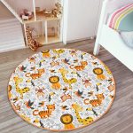 - RealHomes Dijital Baskılı Kaymaz Tabanlı Comfort Çocuk Odası Yuvarlak Halı - Realhomes Sevimli Hayvanlar Çizimli Çocuk & Genç Odası Makinede Yıkanabilir Kaymaz Tabanlı Yuvarlak Çocuk Halısı Realhomes