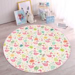 - RealHomes Dijital Baskılı Kaymaz Tabanlı Comfort Çocuk Odası Yuvarlak Halı - Realhomes  Krem Zeminde Flamingo Desenli Çocuk & Genç Odası Makinede Yıkanabilir Kaymaz Tabanlı Yuvarlak Çocuk Halısı Realhomes