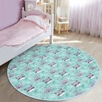 - RealHomes Dijital Baskılı Kaymaz Tabanlı Comfort Çocuk Odası Yuvarlak Halı - Realhomes  Turkuaz Zeminde Sevimli Hayvanlar Çocuk & Genç Odası Makinede Yıkanabilir Kaymaz Tabanlı Yuvarlak Çocuk Halısı Realhomes