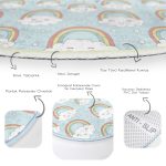 Sevimli Bulutlar Ve Gökkuşağı Motifli Çocuk & Genç Odası Makinede Yıkanabilir Kaymaz Tabanlı Yuvarlak Çocuk Halısı Realhomes