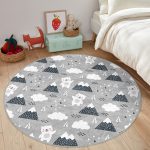- RealHomes Dijital Baskılı Kaymaz Tabanlı Comfort Çocuk Odası Yuvarlak Halı - Realhomes  Gri Zeminde Sevimli Ayı Desenli Çocuk & Genç Odası Makinede Yıkanabilir Kaymaz Tabanlı Yuvarlak Çocuk Halısı Realhomes