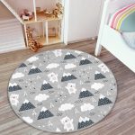 - RealHomes Dijital Baskılı Kaymaz Tabanlı Comfort Çocuk Odası Yuvarlak Halı - Realhomes  Gri Zeminde Sevimli Ayı Desenli Çocuk & Genç Odası Makinede Yıkanabilir Kaymaz Tabanlı Yuvarlak Çocuk Halısı Realhomes