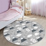 - RealHomes Dijital Baskılı Kaymaz Tabanlı Comfort Çocuk Odası Yuvarlak Halı - Realhomes  Gri Zeminde Sevimli Ayı Desenli Çocuk & Genç Odası Makinede Yıkanabilir Kaymaz Tabanlı Yuvarlak Çocuk Halısı Realhomes