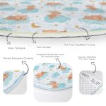 Bulut Üstünde Sevimli Ayıcıklar Çocuk & Genç Odası Makinede Yıkanabilir Kaymaz Tabanlı Yuvarlak Çocuk Halısı Realhomes