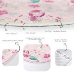 - RealHomes Dijital Baskılı Kaymaz Tabanlı Comfort Çocuk Odası Yuvarlak Halı - Realhomes  Pembe Zeminde Deniz Kızı Çocuk & Genç Odası Makinede Yıkanabilir Kaymaz Tabanlı Yuvarlak Çocuk Halısı Realhomes