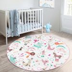 - RealHomes Dijital Baskılı Kaymaz Tabanlı Comfort Çocuk Odası Yuvarlak Halı - Realhomes  Sirkte Sevimli Hayvanlar Desenli Çocuk & Genç Odası Makinede Yıkanabilir Kaymaz Tabanlı Yuvarlak Çocuk Halısı Realhomes