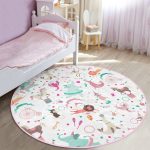 - RealHomes Dijital Baskılı Kaymaz Tabanlı Comfort Çocuk Odası Yuvarlak Halı - Realhomes  Sirkte Sevimli Hayvanlar Desenli Çocuk & Genç Odası Makinede Yıkanabilir Kaymaz Tabanlı Yuvarlak Çocuk Halısı Realhomes