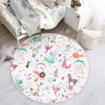 - RealHomes Dijital Baskılı Kaymaz Tabanlı Comfort Çocuk Odası Yuvarlak Halı - Realhomes  Sirkte Sevimli Hayvanlar Desenli Çocuk & Genç Odası Makinede Yıkanabilir Kaymaz Tabanlı Yuvarlak Çocuk Halısı Realhomes