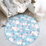 - RealHomes Dijital Baskılı Kaymaz Tabanlı Comfort Çocuk Odası Yuvarlak Halı - Realhomes  Sevimli Bulut Temalı Çocuk & Genç Odası Makinede Yıkanabilir Kaymaz Tabanlı Yuvarlak Çocuk Halısı Realhomes