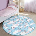 - RealHomes Dijital Baskılı Kaymaz Tabanlı Comfort Çocuk Odası Yuvarlak Halı - Realhomes  Sevimli Bulut Temalı Çocuk & Genç Odası Makinede Yıkanabilir Kaymaz Tabanlı Yuvarlak Çocuk Halısı Realhomes