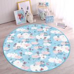 - RealHomes Dijital Baskılı Kaymaz Tabanlı Comfort Çocuk Odası Yuvarlak Halı - Realhomes  Sevimli Bulut Temalı Çocuk & Genç Odası Makinede Yıkanabilir Kaymaz Tabanlı Yuvarlak Çocuk Halısı Realhomes