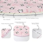 - RealHomes Dijital Baskılı Kaymaz Tabanlı Comfort Çocuk Odası Yuvarlak Halı - Realhomes  Pembe Zeminde Sevimli Panda Tasarımlı Çocuk & Genç Odası Makinede Yıkanabilir Kaymaz Tabanlı Yuvarlak Çocuk Halısı Realhomes