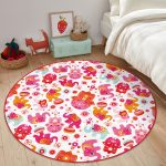 - RealHomes Dijital Baskılı Kaymaz Tabanlı Comfort Çocuk Odası Yuvarlak Halı - Realhomes  Pembe Fil Motifli Çocuk & Genç Odası Makinede Yıkanabilir Kaymaz Tabanlı Yuvarlak Çocuk Halısı Realhomes