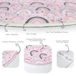 - RealHomes Dijital Baskılı Kaymaz Tabanlı Comfort Çocuk Odası Yuvarlak Halı - Realhomes  Pembe Zeminde Gökkuşağı Desenli Çocuk & Genç Odası Makinede Yıkanabilir Kaymaz Tabanlı Yuvarlak Çocuk Halısı Realhomes