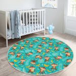 - RealHomes Dijital Baskılı Kaymaz Tabanlı Comfort Çocuk Odası Yuvarlak Halı - Realhomes  Maymun Ve Muz Desenli Çocuk & Genç Odası Makinede Yıkanabilir Kaymaz Tabanlı Yuvarlak Çocuk Halısı Realhomes