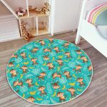 - RealHomes Dijital Baskılı Kaymaz Tabanlı Comfort Çocuk Odası Yuvarlak Halı - Realhomes  Maymun Ve Muz Desenli Çocuk & Genç Odası Makinede Yıkanabilir Kaymaz Tabanlı Yuvarlak Çocuk Halısı Realhomes